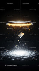 Futuristic Digital Universe with Glowing Rings and Particles