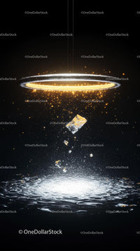 Futuristic Digital Universe with Glowing Rings and Particles