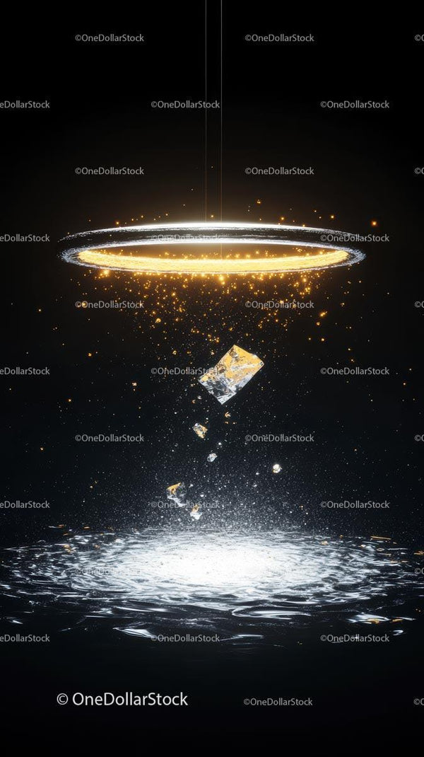 Futuristic Digital Universe with Glowing Rings and Particles