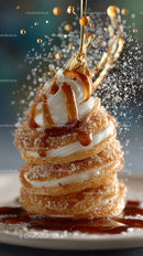 Caramel Apple Stack with Drizzle and Sweet Topping