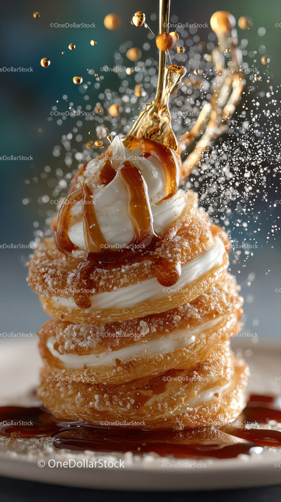 Caramel Apple Stack with Drizzle and Sweet Topping