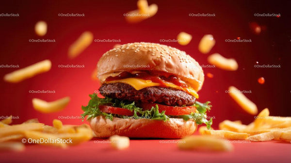Soczysty cheeseburger ze świeżymi warzywami i roztopionym serem