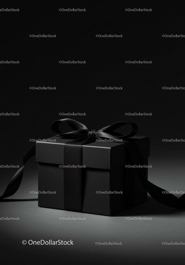 Black Gift Box with Satin Ribbon for Elegant Luxury Present JPG Mockup Image