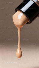 Smooth foundation liquid flowing from makeup bottle