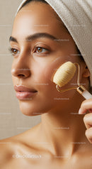 Young Woman Receiving Facial Massage with Skincare Roller for Radiant Skin