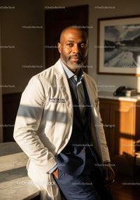 Professional Male Doctor in White Lab Coat Standing in Hospital Room