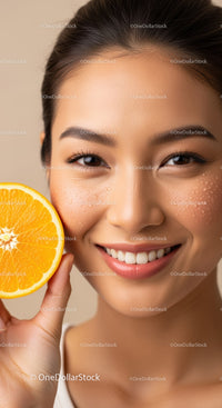 Young Woman Holding Orange for Fresh Skin and Healthy Glow