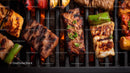Grilled Chicken and Vegetable Skewers on Barbecue Grill