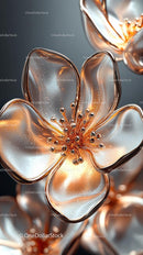 Elegant Rose Gold Glass Flower Sculpture for Luxury Decor