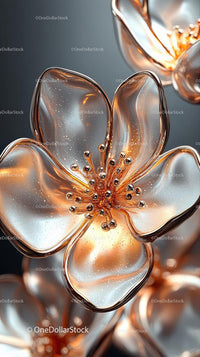 Elegant Rose Gold Glass Flower Sculpture for Luxury Decor