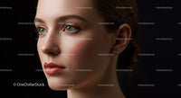 Close-Up Portrait of a Woman with Beautiful Green Eyes and Elegant Makeup