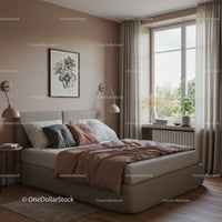Modern Cozy Bedroom with Neutral Tones and Indoor Plants