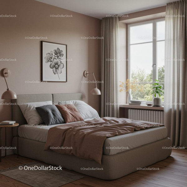 Modern Cozy Bedroom with Neutral Tones and Indoor Plants