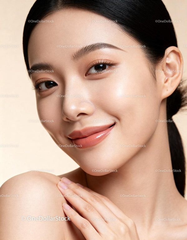 Close up of smiling young woman with glowing skin