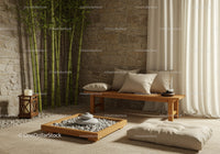 Minimalist Zen Corner with Bamboo and Stone Decor
