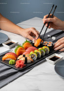 Fresh Sushi Platter with Assorted Rolls and Sashimi for Fine Dining