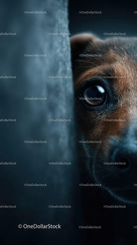 Close Up of a Brown Dog Eye with Detailed Fur and Expressive Look