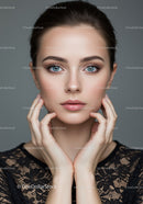 Close-Up Portrait of Woman with Blue Eyes and Elegant Makeup