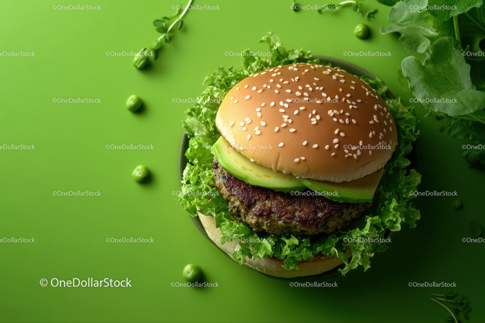 Fresh Cheeseburger with Lettuce and Cheese on a White Plate