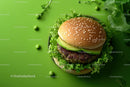 Fresh Cheeseburger with Lettuce and Cheese on a White Plate