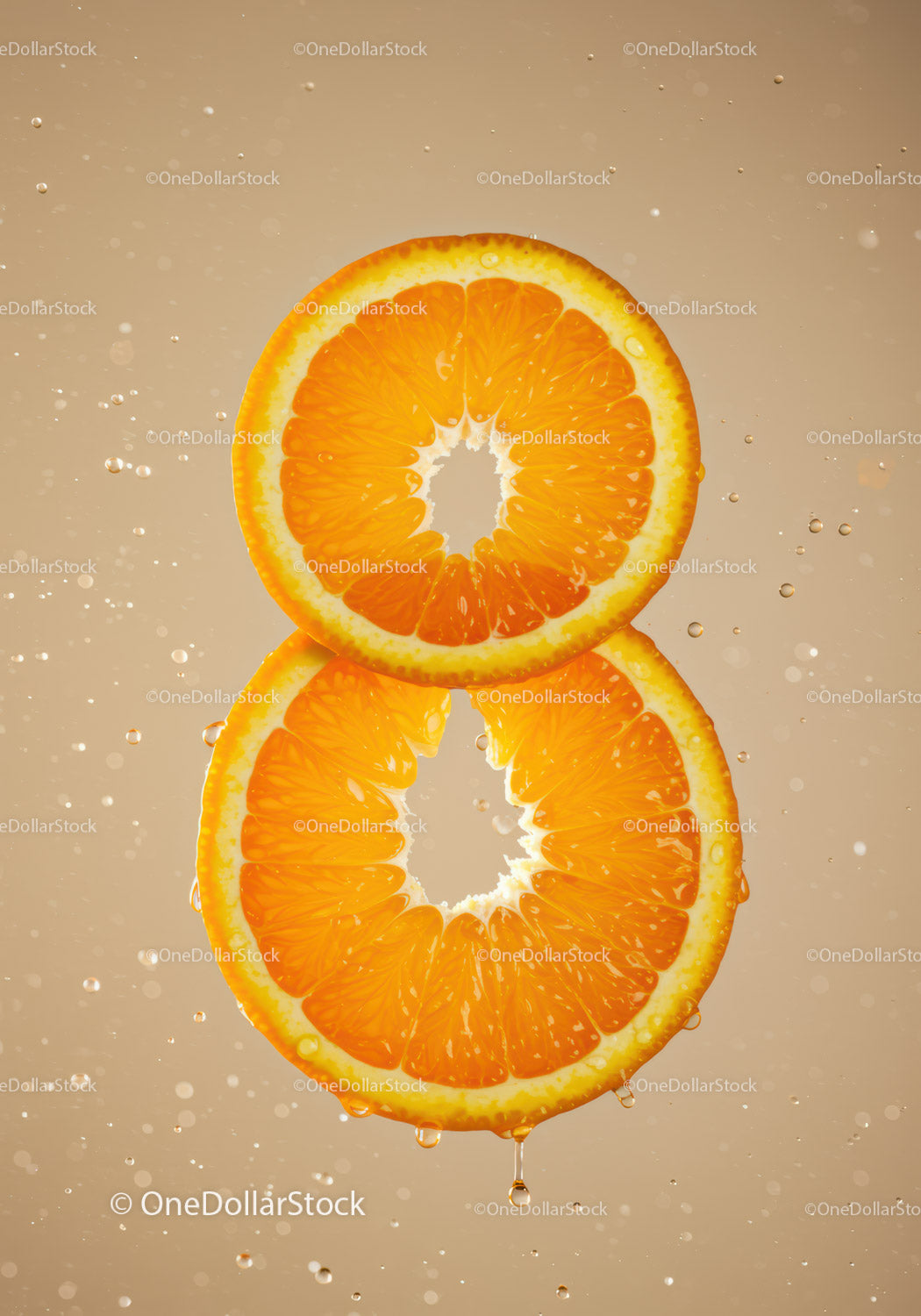 Fresh Orange Slices With Water Droplets Closeup