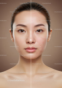 Split-Face Skin Care Comparison Showing Acne and Clear Skin