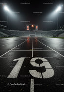 Empty Running Track Lane at Night in Modern Stadium
