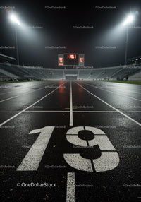 Empty Running Track Lane at Night in Modern Stadium