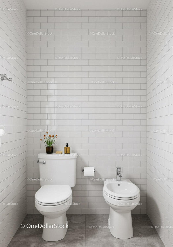 Modern Minimalist Bathroom with White Tiles and Compact Fixtures