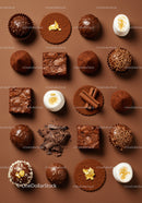 Assorted gourmet chocolate truffles and cocoa treats