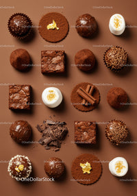 Assorted gourmet chocolate truffles and cocoa treats