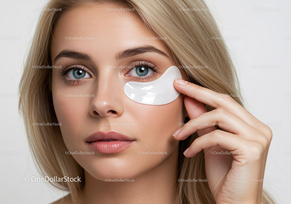 Close-up of a woman applying under-eye cream for youthful skin