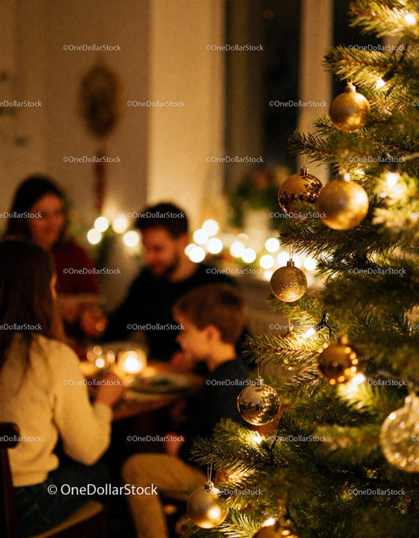 Cozy family gathering around a festive Christmas dinner