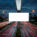 Empty Billboard Over Busy Night City Highway