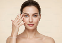 Woman Receiving Facial Skincare Treatment with Targeted Zones Highlighted