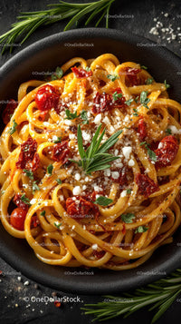 Creamy Fettuccine Pasta with Cherry Tomatoes and Basil