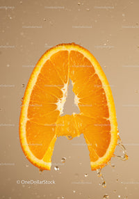 Fresh juicy orange slice with water droplets