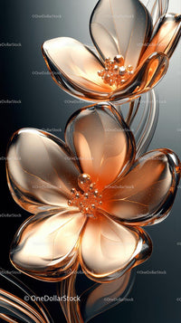 Elegant Glass Flower Sculpture with Reflective Transparent Petals