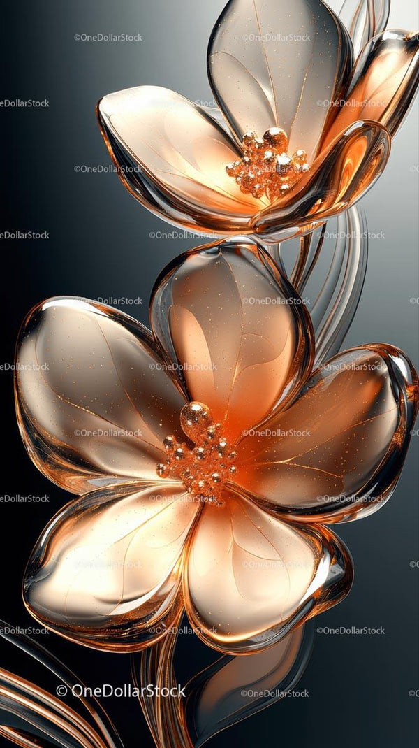 Elegancka szklana rzeźba kwiatu z refleksyjnymi przezroczystymi płatkami