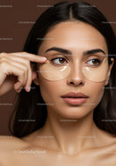 Young Woman Applying Under Eye Patches for Skincare Treatment