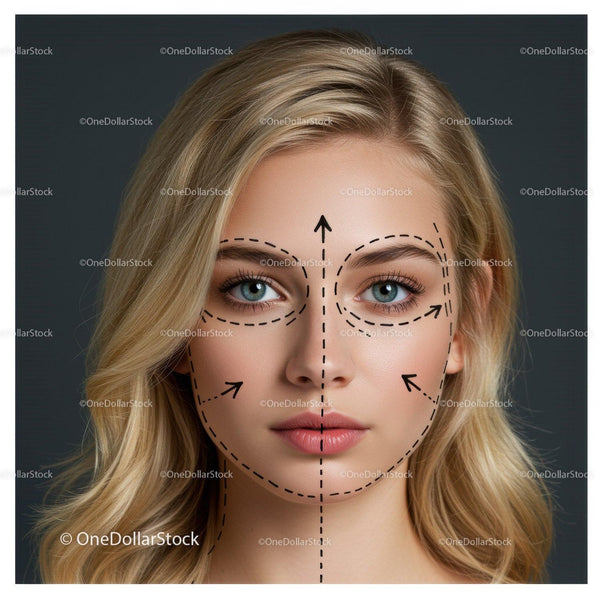 Facial Mapping and Contouring on Young Woman for Beauty Enhancement