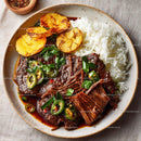 Delicious Beef Stew with Rice and Fresh Vegetables