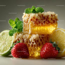 Fresh Honeycomb with Strawberries and Lime Garnish