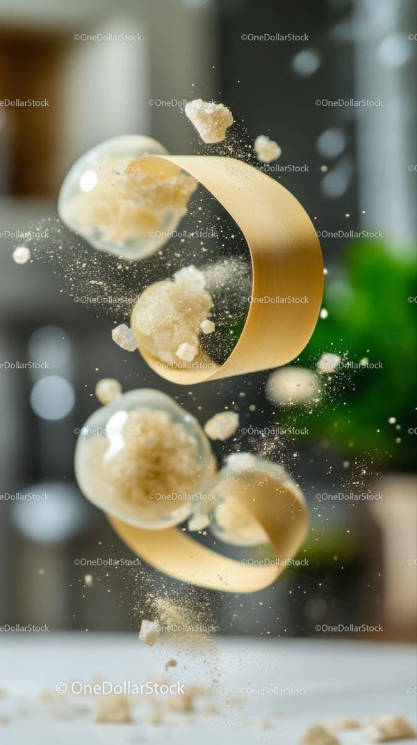 Pączki z eksplozją cukrowych posypek w artystycznej fotografii kulinarnej