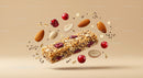 Healthy Granola Bar with Nuts and Cranberries Floating