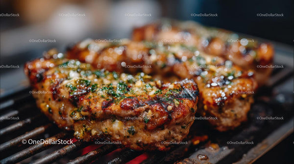 Juicy Charred Steak Grilling on Outdoor BBQ With Smoke and Herbs