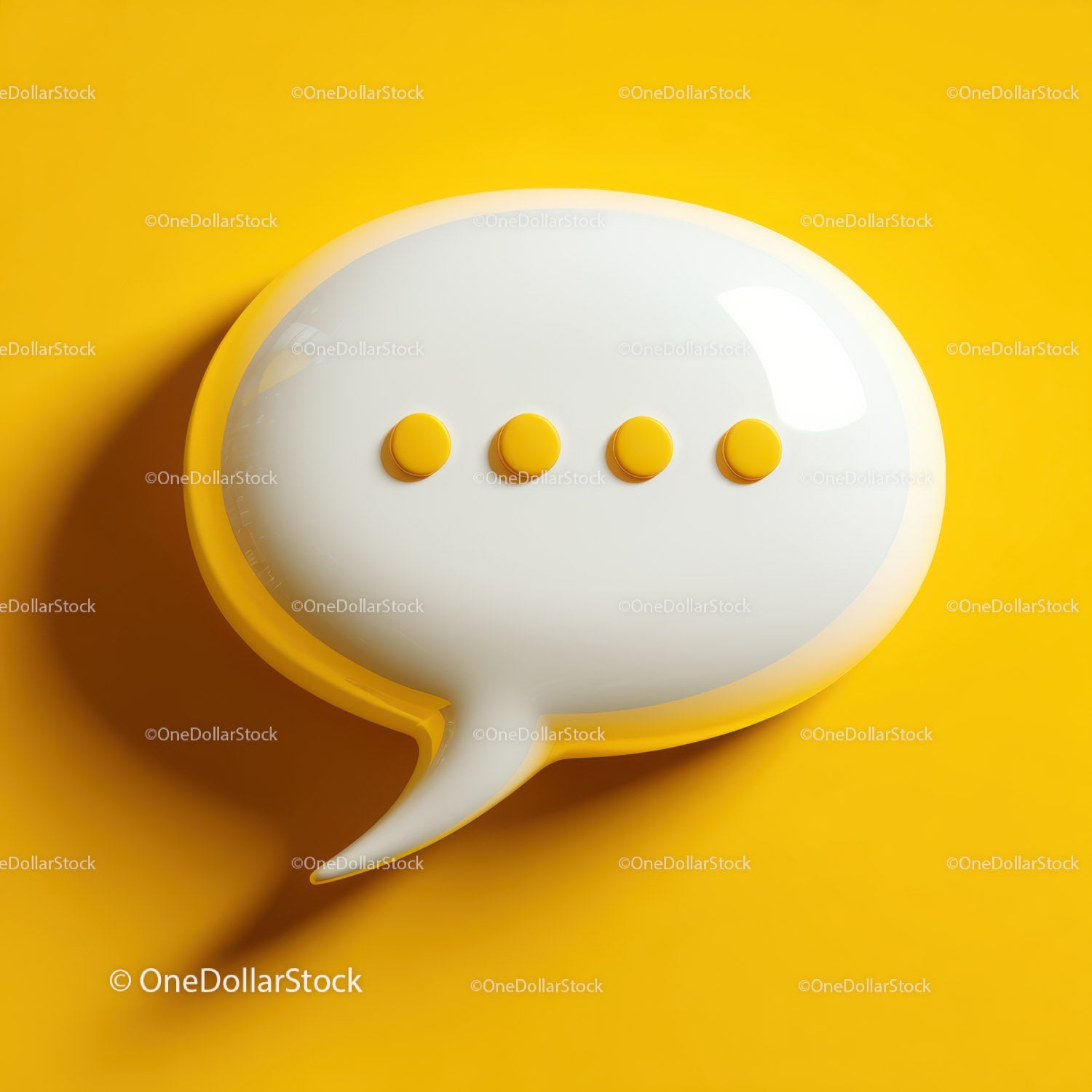 Modern Speech Bubble with Yellow Buttons on Vibrant Yellow Background