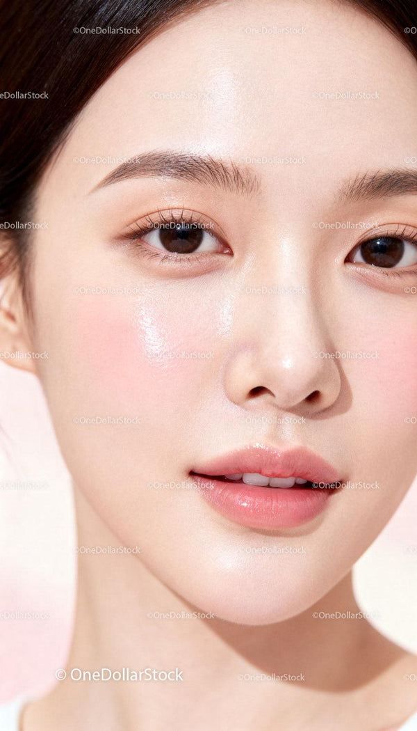 Close up of radiant woman with flawless glowing skin