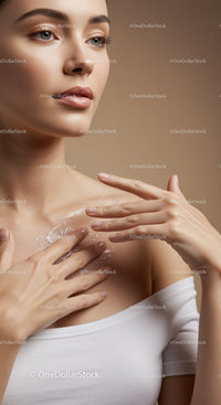 Elegant Young Woman with Clear Skin and Natural Makeup