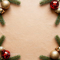 Festive Christmas Frame with Ornaments and Pine Branches